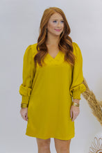 Load image into Gallery viewer, Marley V Neck Long Sleeve Dress- Mustard
