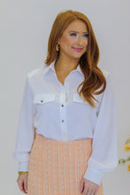 Load image into Gallery viewer, Workin Day Epaulette Top- White
