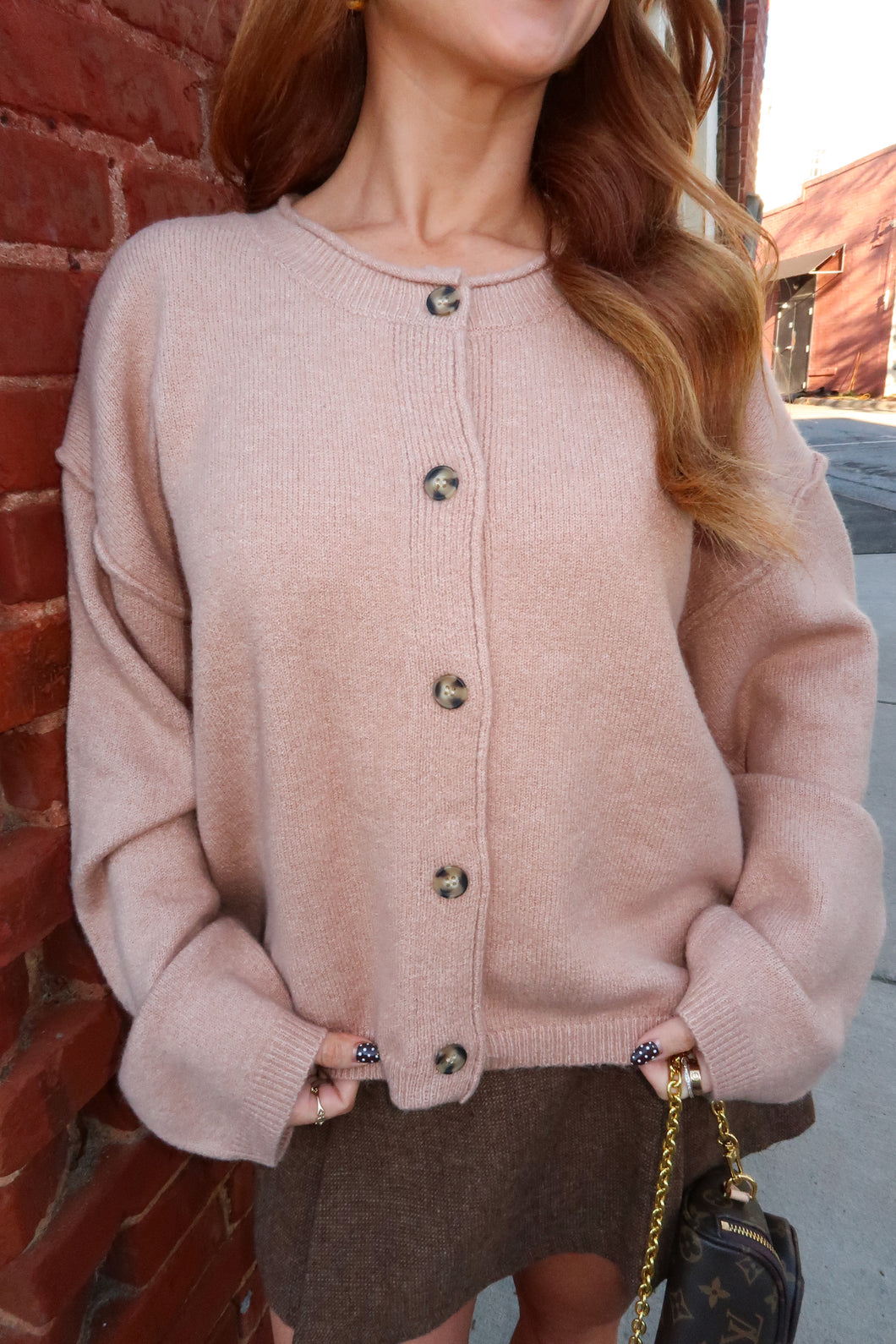 Relaxed Fit Button Down Cardigan Sweater