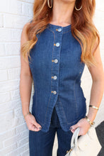 Load image into Gallery viewer, Cooper Button Down Vest Denim Set
