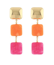 Load image into Gallery viewer, Linear Metal &amp; Acrylic Square Earrings
