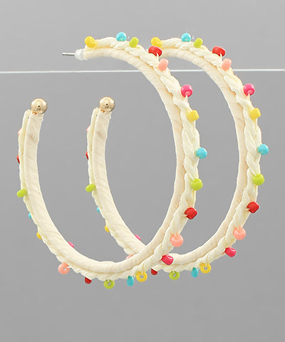 Wrapped Raffia Bead Hoops