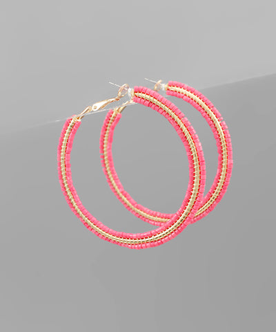 Bead 2 Row Wrapped Hoops