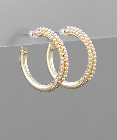 Pearl Beaded Hoops