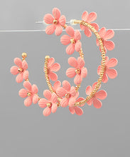 Load image into Gallery viewer, Trimmed Color Flower Hoops
