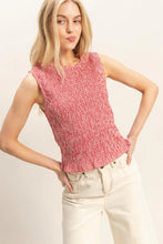 Load image into Gallery viewer, Freedom Smocked Sleeveless Top-Red
