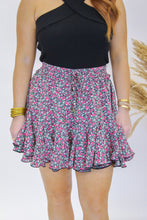 Load image into Gallery viewer, Charming Floral Ruffle Skirt- Black

