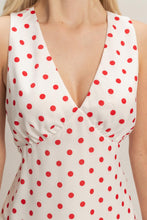 Load image into Gallery viewer, Poppy Polka Dot Satin Top- Red
