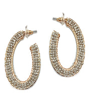 Load image into Gallery viewer, Beaded Oval Open Hoops
