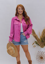 Load image into Gallery viewer, It Girl Satin Button Up Blouse- Pink
