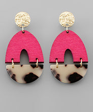 Load image into Gallery viewer, Wood Arch &amp; Acrylic Wedge Earrings
