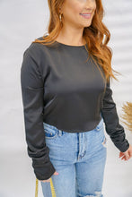 Load image into Gallery viewer, Out &amp; About Round Neck Crop Top- Black
