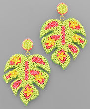 Load image into Gallery viewer, Flower &amp; Bead Leaf Earrings
