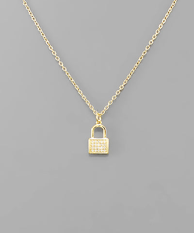 CZ Lock Necklace