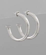 Load image into Gallery viewer, Crystal Ring Edge Hoops
