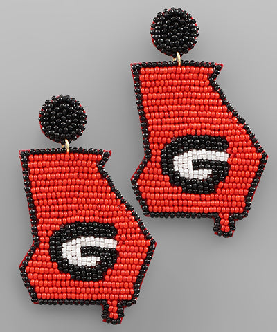 Beaded Georgia Map Earrings