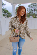 Load image into Gallery viewer, Savvy Animal Print Button Shirt- Sage
