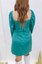 Load image into Gallery viewer, Winter Love Front Tie Satin Dress- Teal
