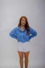 Load image into Gallery viewer, Blissfull Button Down Shacket- Blue

