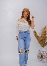 Load image into Gallery viewer, Lila One Shoulder Bodysuit- White/Taupe
