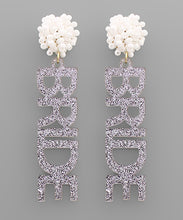 Load image into Gallery viewer, BRIDE Glitter Acrylic Earrings
