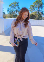 Load image into Gallery viewer, Sheila Oversized Satin Button Up- Champagne
