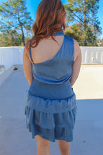 Load image into Gallery viewer, Jemma Sleeveless Mock Neck Ruffle Dress- Sky Blue
