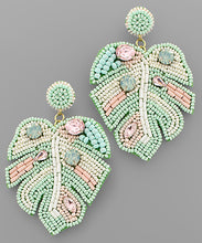 Load image into Gallery viewer, Bead Tropical Leaf Earrings
