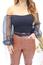 Load image into Gallery viewer, Go With It Off Shoulder Bodysuit- Black
