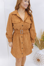 Load image into Gallery viewer, Fall Night Corduroy Dress- Camel

