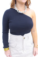 Load image into Gallery viewer, Girls Night Out One Shoulder Crop Top- Black
