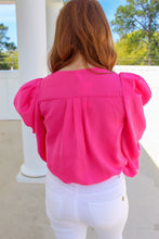 Load image into Gallery viewer, Nichole Puff Sleeve Bodysuit- Hot Pink
