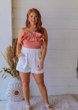 Load image into Gallery viewer, By My Side Ruffle Detail Tube Bodysuit- Salmon
