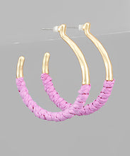 Load image into Gallery viewer, Raffia Wrapped Circle Hoops
