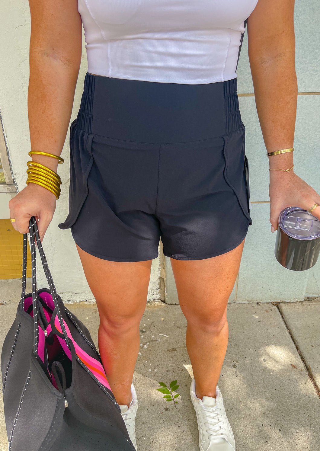 Good Vibes Highwaisted Athletic Shorts- Black