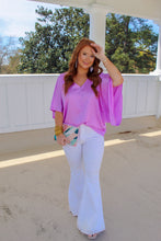 Load image into Gallery viewer, Adalee Kimono Sleeve V Neck Blouse- Lavender
