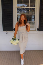 Load image into Gallery viewer, Real Feelings Tie Midi Dress- Beige
