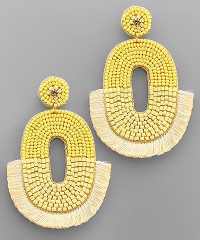 Oval Seed Beads Tassel Earrings