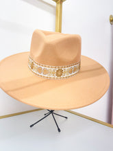 Load image into Gallery viewer, Embroidered Strap Fedora Hat - Tan
