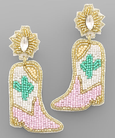 Beaded Western Boots Earrings