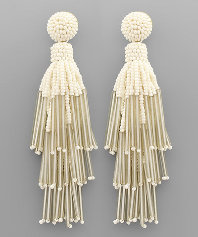 Seed Beads Tassel Earrings