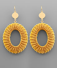 Load image into Gallery viewer, Raffia Wrapped &amp; Beaded Oval Earrings
