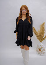 Load image into Gallery viewer, Carrie V Neck Tiered Dress- Black
