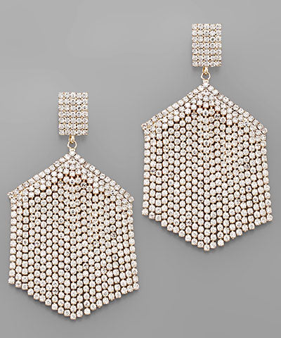Hexagon Crystal Fringe Earrings