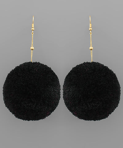Oversized PomPom Drop Earrings