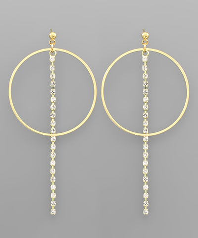 Tennis Chain Drop Circle Earrings