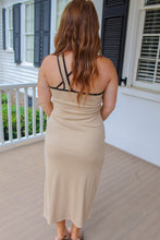 Load image into Gallery viewer, Rebecca Cross Strap Midi Dress- Taupe/Black
