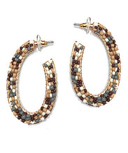 Load image into Gallery viewer, Beaded Oval Open Hoops
