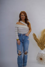 Load image into Gallery viewer, Lila One Shoulder Bodysuit- White/Taupe
