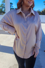 Load image into Gallery viewer, Sheila Oversized Satin Button Up- Champagne
